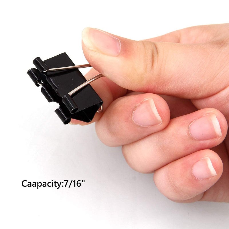 Ziqi 144 Pcs Binder Clips 1 Inch, Black Medium Paper Clamps for Office Supplies, Wide Metallic Binder Clips, Large Document Clamp, File Clips - Image 5